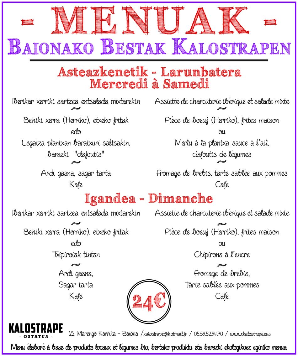 kalostrape restaurant bar bayonne pays basque concert ostatua jatetxea euskal herria baiona cocktails vin ration tapas pintxo incontournable bières belges soirées exposition photographie after work fêtes de bayonne baionako bestak