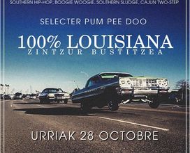 Kalostrape Ostatua, Jatetxea - Baiona, Euskal Herria. Bar à tapas et à cocktails, restaurant traditionnel. Situé rue Marengo, à Bayonne. Affiche de la soirée 100% Louisiana avec Dj Pum Pee Doo aux platines.