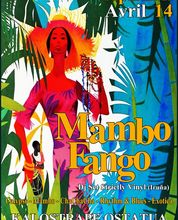 Affiche de la soirée Mambo Fango du samedi 14 avril 2018, avec Dj Budin et Inaki. Soirée à Kalostrape Ostatua, bar et restaurant du Petit Bayonne. Bar à tapas et à concerts.