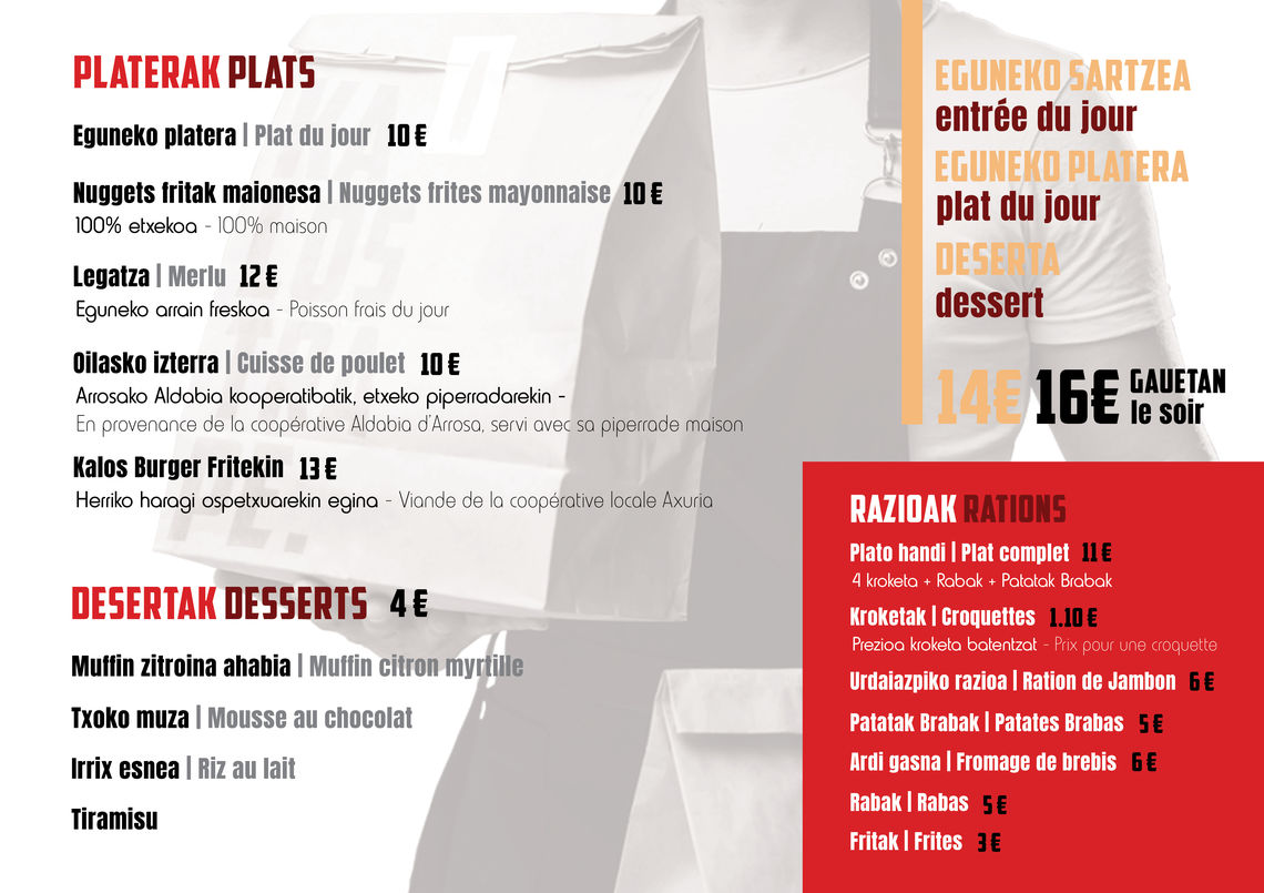 Kalostrape Ostatua eta Jatetxea, Euskal Herria, Baiona. Bar atypique et restaurant incontournable du coeur historique du Petit Bayonne, situé au 22 rue Marengo, dans l'ancien cloître des Visitandines. Menu spécial de la phase de déconfinement.