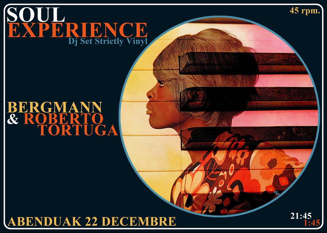 Kalostrape Ostatua & Jatetxea, Baiona, Euskal Herria. Bar & Restaurant incontournable situé au coeur du quartier historique du Petit Bayonne, dans l'ancien cloître des Visitandines. Affiche de la soirée Soul Experience du samedi 22 décembre 2018, avec Roberto Tortuga et Iban Masterman