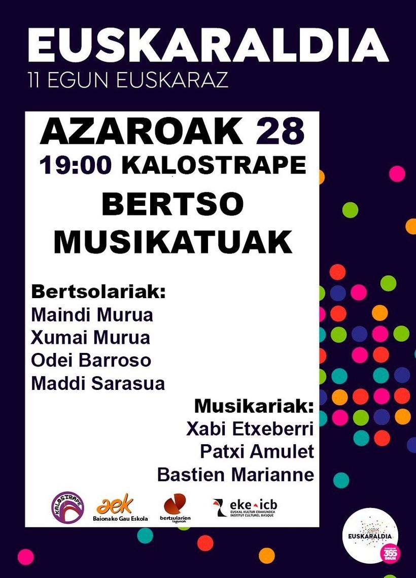Kalostrape Ostatua eta Jatetxea, Baiona. Bertso Musikatuak gaua. Bar & Restaurant incontournable du quartier historique du Petit Bayonne. Soirée Bertso organisé par Euskaraldia 2018