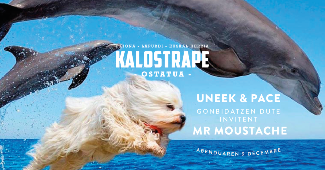 Kalostrape Ostatua, Jatetxea Baiona, Euskal Herria - Bar restaurant à Bayonne. Soirées, concerts et expositions. Soirées électro, hip-hop avec DJs Uneek, Pace et leur invité Mr Moustache. Samedi 9 décembre à partir de 21h30