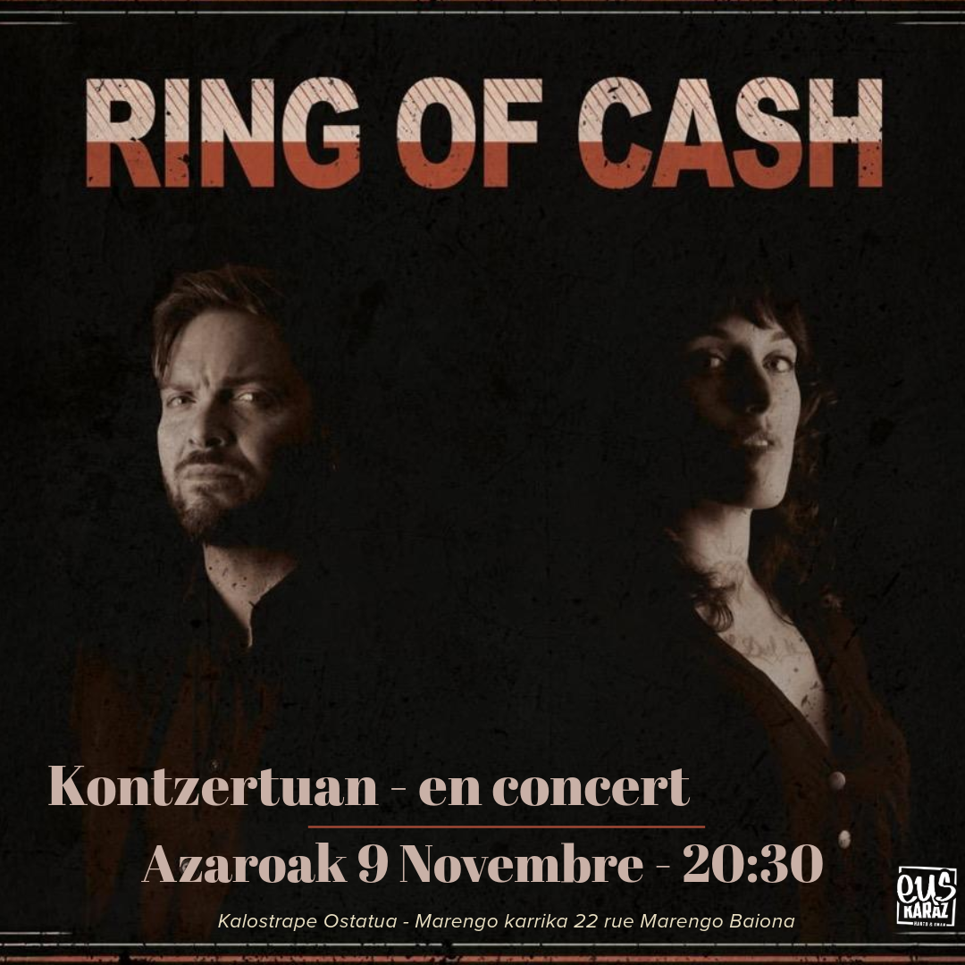 Kalostrape Ostatua eta Jatetxea Baiona. Bar et restaurant situé à Bayonne, dans l’ancien cloître des visitandines. Affiche du concert de Ring Of Cash du samedi 9 novembre 2024