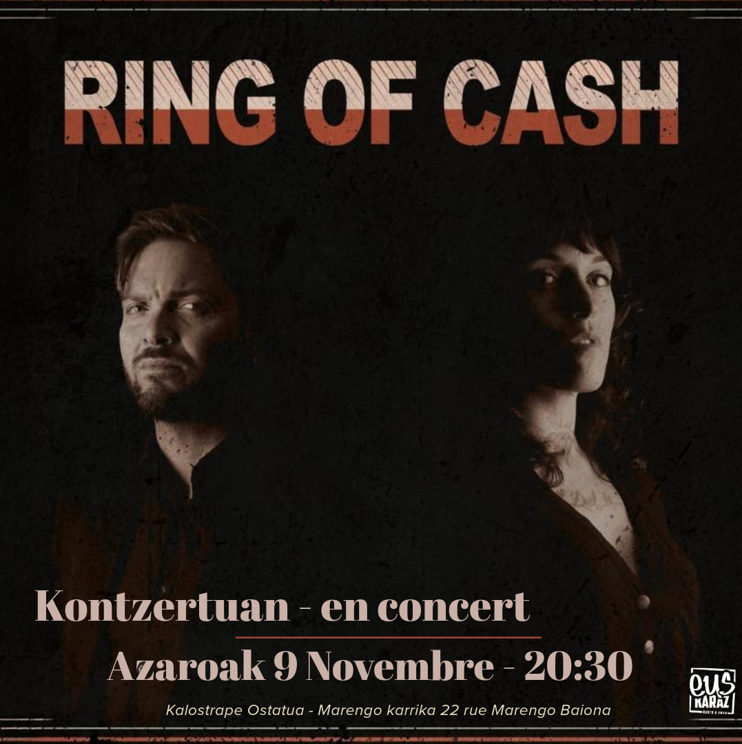 Kalostrape Ostatua eta Jatetxea Baiona. Bar et restaurant situé à Bayonne, dans l’ancien cloître des visitandines. Affiche du concert de Ring Of Cash du samedi 9 novembre 2024