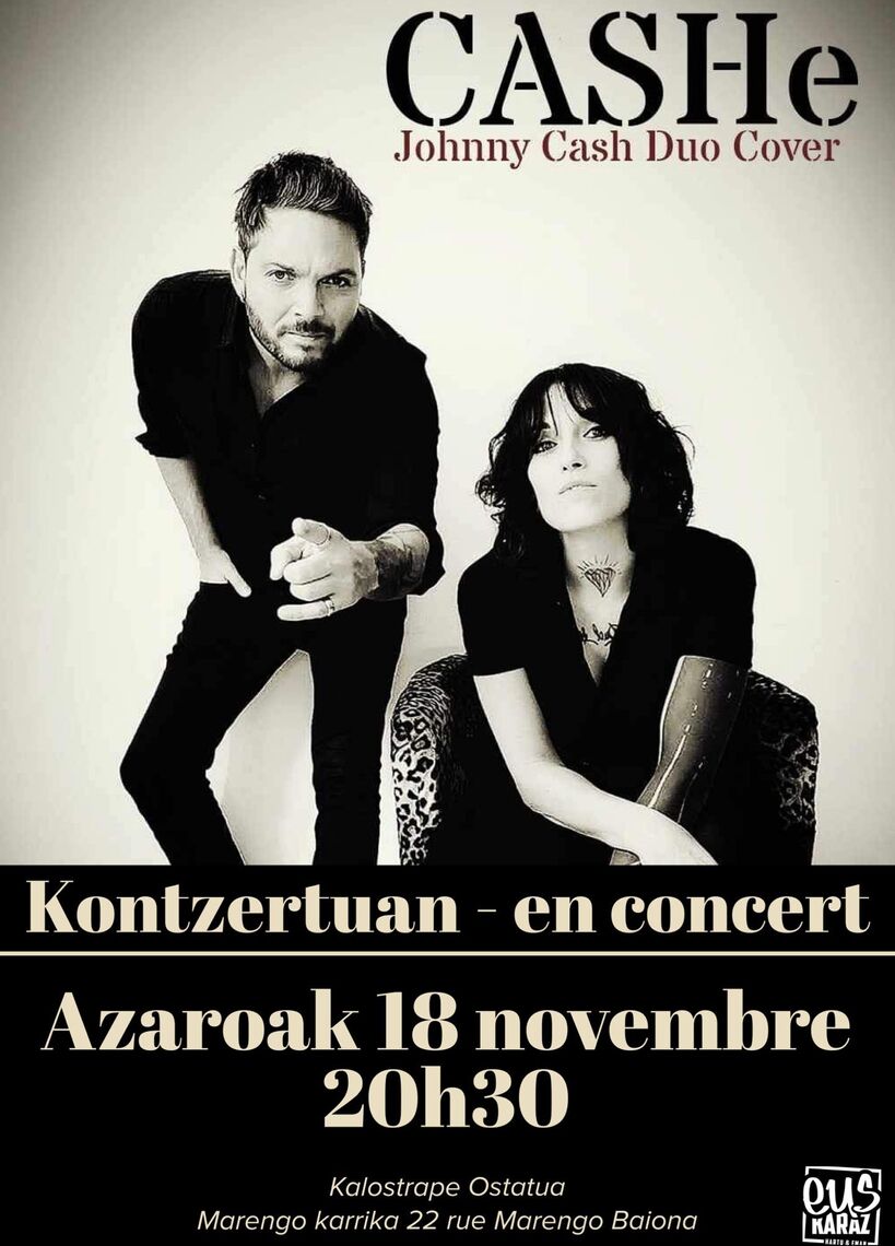 Kalostrape Ostatua eta Jatetxea, Baiona. Bar et restaurant incontournable du Petit Bayonne, situé au 22 rue Marengo, dans l'ancien cloître des Visitandines. Affiche de la soirée du 18 novembre 2023, avec le groupe Ring of Cash en concert, à partir de 20h30