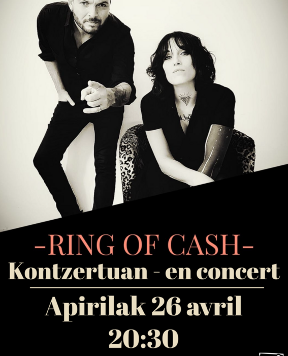 Kalostrape ostatua eta jatetxea, Baiona. Bar tarditionnel eta restaurant incontournable situé au 22 rue Marengo a Bayonne, dans l’ancien cloitre des Visitandines. Affiche du concert De Ring of Cash du vendredi 26 avril 2024