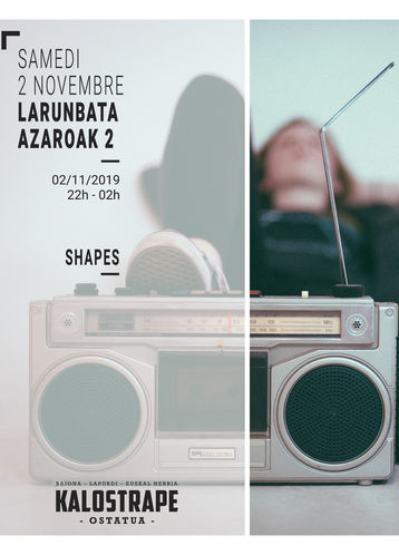 Kalostrape Ostatua eta Jatetxea, Baiona, Euskal Herria. Restaurant et bar incontournable du quartier historique du Petit Bayonne. Bar à tapas et restaurant traditionnelle. Affiche de la soirée du samedi 2 novembre avec Dj Shapes aux platines.