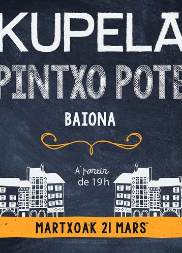 Kalostrape Ostatua eta Jatetxea. Kupela Pintxo Pote gaua, martxoak 21an osteguna. Bar et restaurant incontournable de Bayonne. Soirée Kupela Pintxo Pote le jeudi 21 mars à partir de 19h