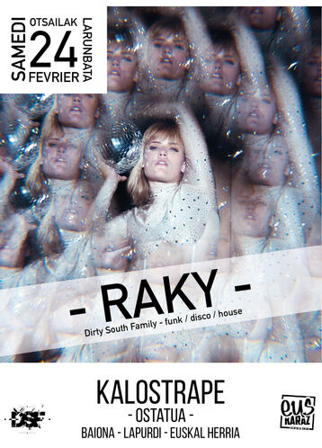 Kalostrape Ostatua eta Jatetxea, Baiona. Restaurant et bar incontournable du Petit Bayonne, situé au 22 rue Marengo dans l’ ancien cloître des Visitandines. Affiche de la soirée Mix Gaua du 24 février 2024 avec Raky
